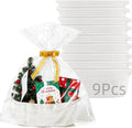 9Pcs Small Woven Basket with Gift Bags and Ribbons, White Cute Cotton Rope Empty Gift Decorative Chest Box, for Baby Nursery Room Shelf Storage, Toy Pet Organizer Basket to Fill, All 12 x 8 x 5 "