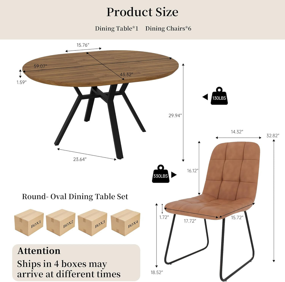 HIPIHOM Extendable Round Dining Table Set for 6 People, 43.3"-59.1"...