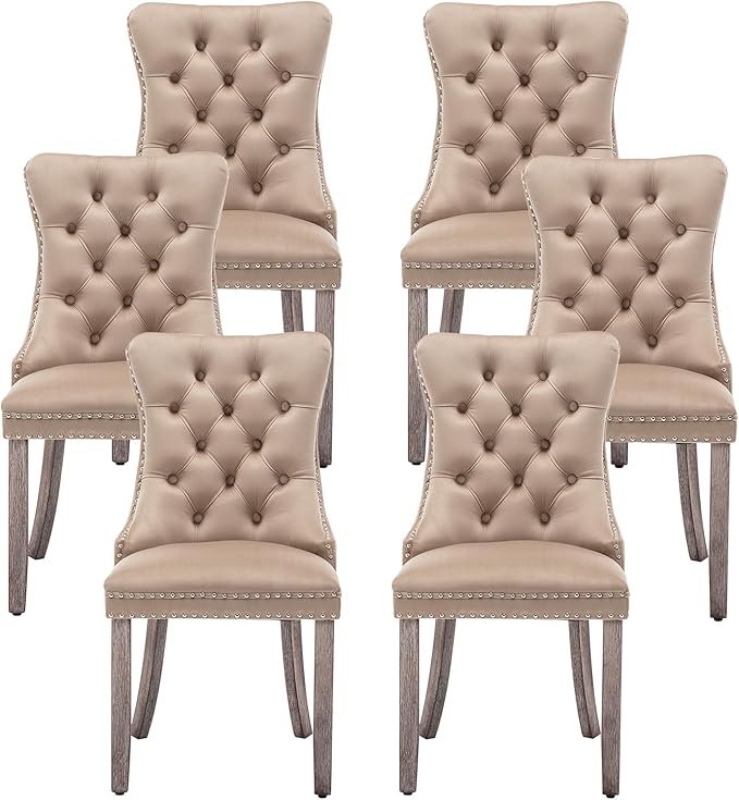 Kiztir Velvet Dining Chairs Set of 6, Upholstered Dining Room Chairs with Rin...