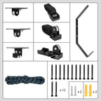 Hikeen Ceiling Hoist for Cargo Box, Heavy Duty Garage Storage Lift Pulley System Holds Up to 150 lbs Capacity, Fits 10-14 Foot Tall Garage Ceilings