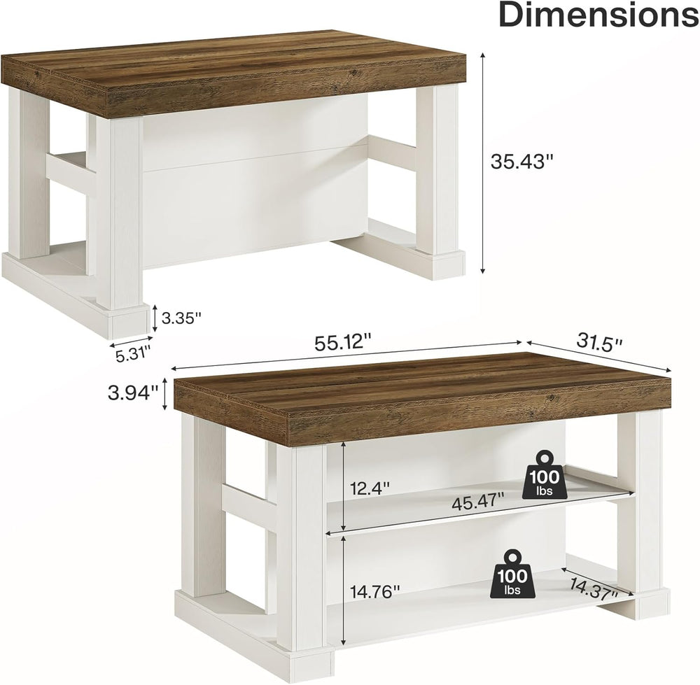 Tribesigns 55" Kitchen Island with Seating and Storage, 3-Tier, Modern |...