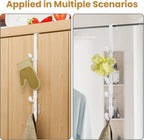 Over The Door Hooks, Metal Door Hooks for Hanging, Over The Door Purse Organizer for Coat Hanger, Back of Shower Door for Hanging Towel Rack Clothes, Hat, Bathroom, Closet (White-3Packs)