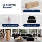 Avenco 35.4” Modular Ottoman, Corduroy Fabric, Zero Assembly Multifunctional Footrest or Extra Seat for Sectional Sofa, Black