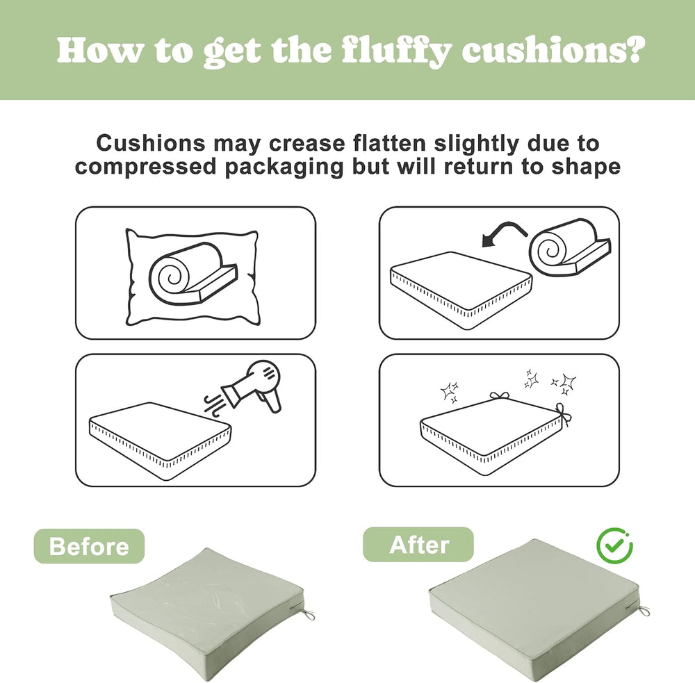 Waterproof Outdoor Chair Cushions Set of 2, 19" x 19" x 3", Sa...