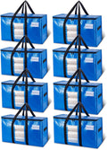 TAILI Extra Large Moving Bags, 8 Pack Blue Heavy Duty Totes for Storage with Visible Window, Wrap Around Handles, Storage Bags for Space Saving, Alternative to Moving Boxes