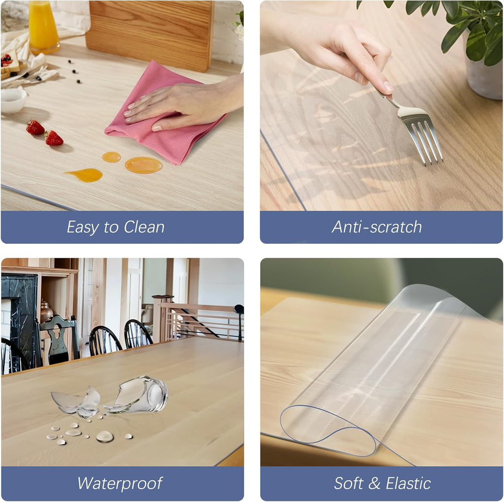 Vicwe Clear Table Cover Protector, 36 x 72 Inch Table Cover, Anti-Scratch | 1.5 mm Thick Clear Table Protector, Waterproof, Heat-Resistant, Easy to Clean, for Dining Room Table,Writing Desk