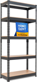 HOMEDANT 5 Tier Storage Shelves Adjustable Laminated Boltless Garage Metal Shelving Unit Heavy Duty Utility Rack Shelf Warehouse Pantry Closet Kitchen (1, (S) 28" W, Black)