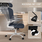 Office Chair, High Back Ergonomic Desk Chair, Breathable Mesh Desk Chair with Adjustable Lumbar Support and Headrest, Swivel Task Chair with flip-up Armrests, Executive Chair for Home Office