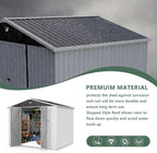 Metal Storage Shed,10x8 Outdoor Storage Building,Large Backyard Sheds with Lockable Doors,Waterproof Outside Storage Sheds，White