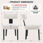 HNY Mid Century Modern Farmhouse Dining Chairs Set of 6, Linen Upholstered Accent Chair Curved Backrest Kitchen Chairs, with Black Hardwood Frame, Beige