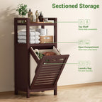 Homykic Tilt Out Laundry Hamper Cabinet, 10 Gal Bamboo Laundry Cabinet with Removable Basket, Hidden Hamper Organizer with Shelf for Dirty Clothes, Bathroom, Laundry Room, Space Saving, Espresso