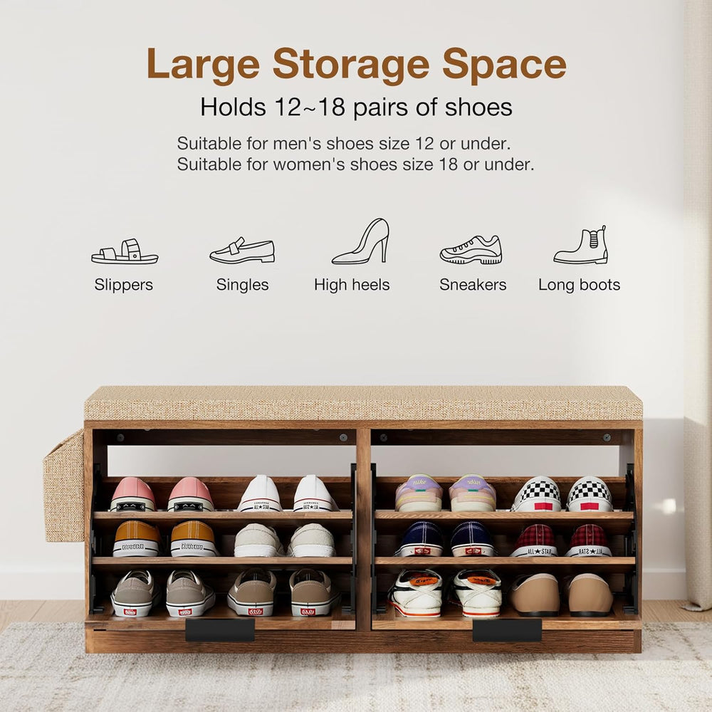 HOMMPA Shoe Storage Bench, Entryway Bench with Shoe Storage & 2 Flip Draw...