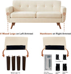 Tbfit 65" W Loveseat Sofa, Mid Century Modern Decor Love Seat Couches for Living Room, Button Tufted Upholstered Small Couch for Bedroom, Solid and Easy to Install Love Seats Furniture, Beige