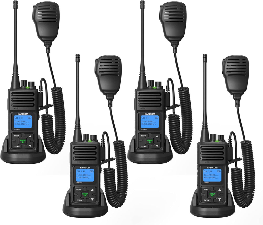 FPCN30A Radios Walkie Talkies Long Range with Speaker Mic 4 Packs