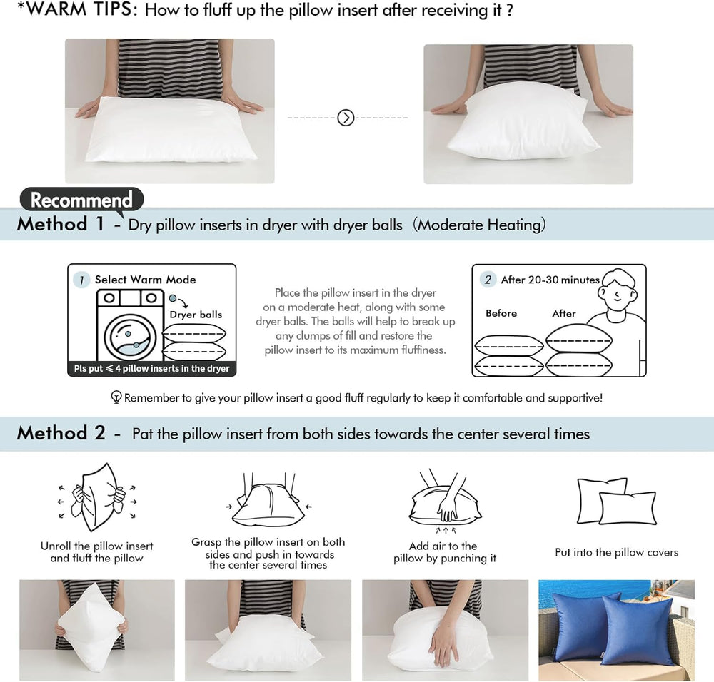 MIULEE 14x22 Inch Outdoor Pillow Inserts Set of 2, Waterproof Throw Pillows