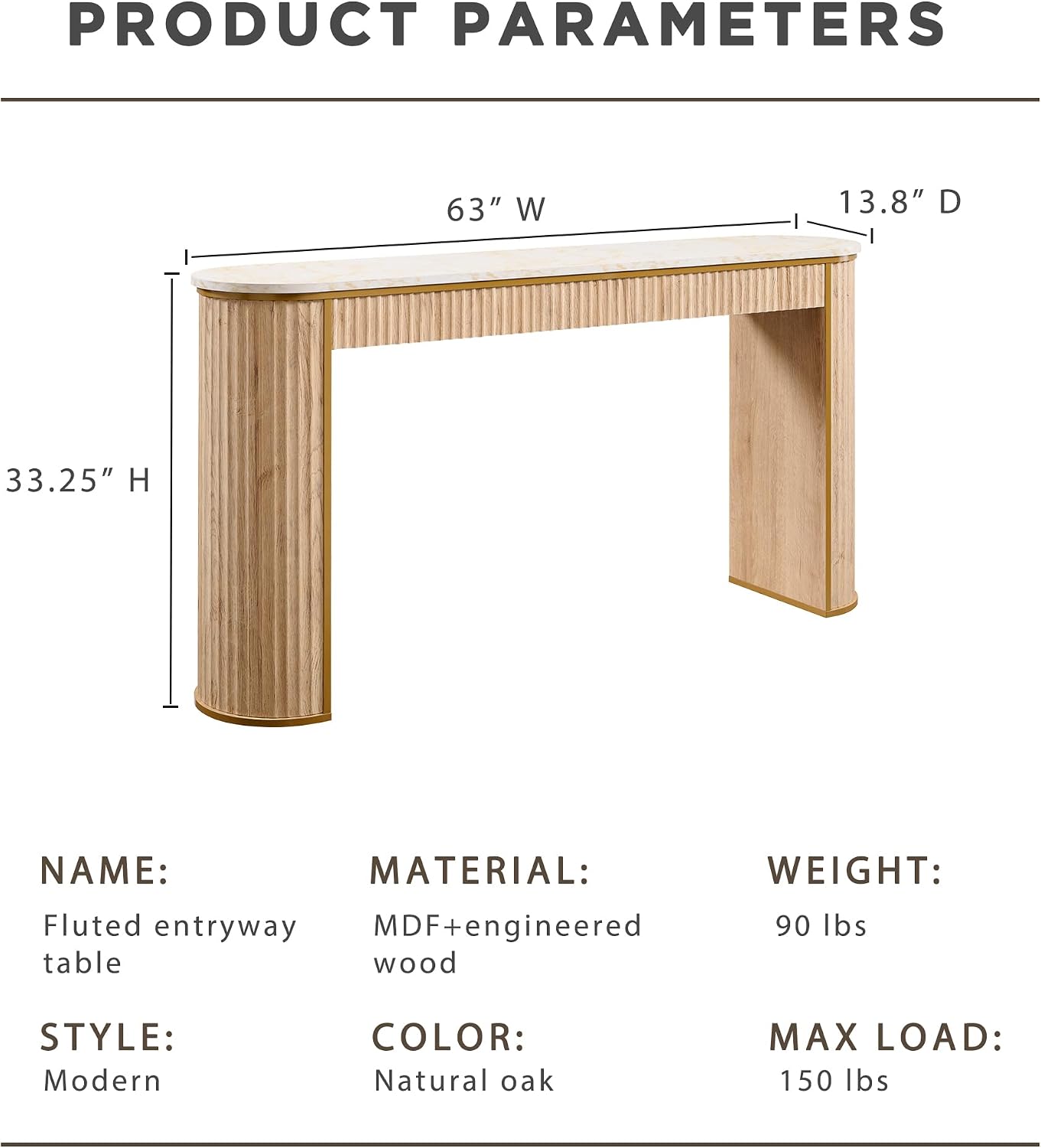 okd 63-inch fluted console table, narrow entryway table shown in use