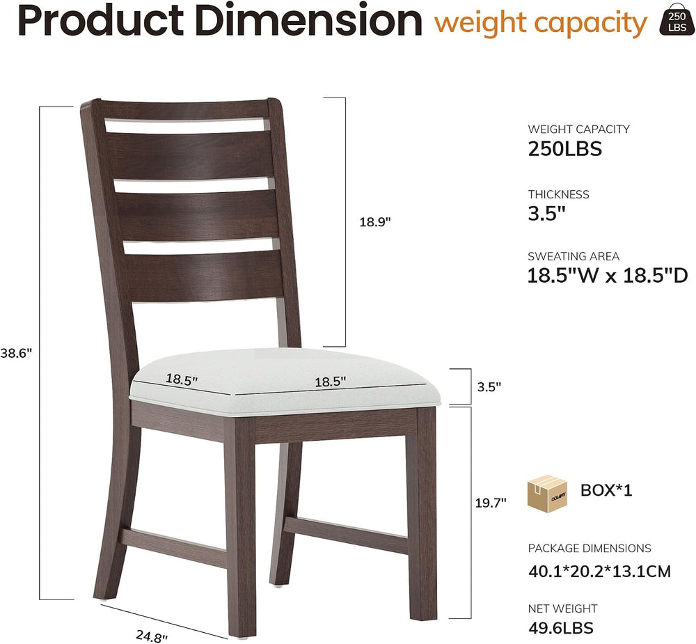 COLAMY Wooden Dining Chairs Set of 2, Farmhouse Upholstered Dining Room Chair...