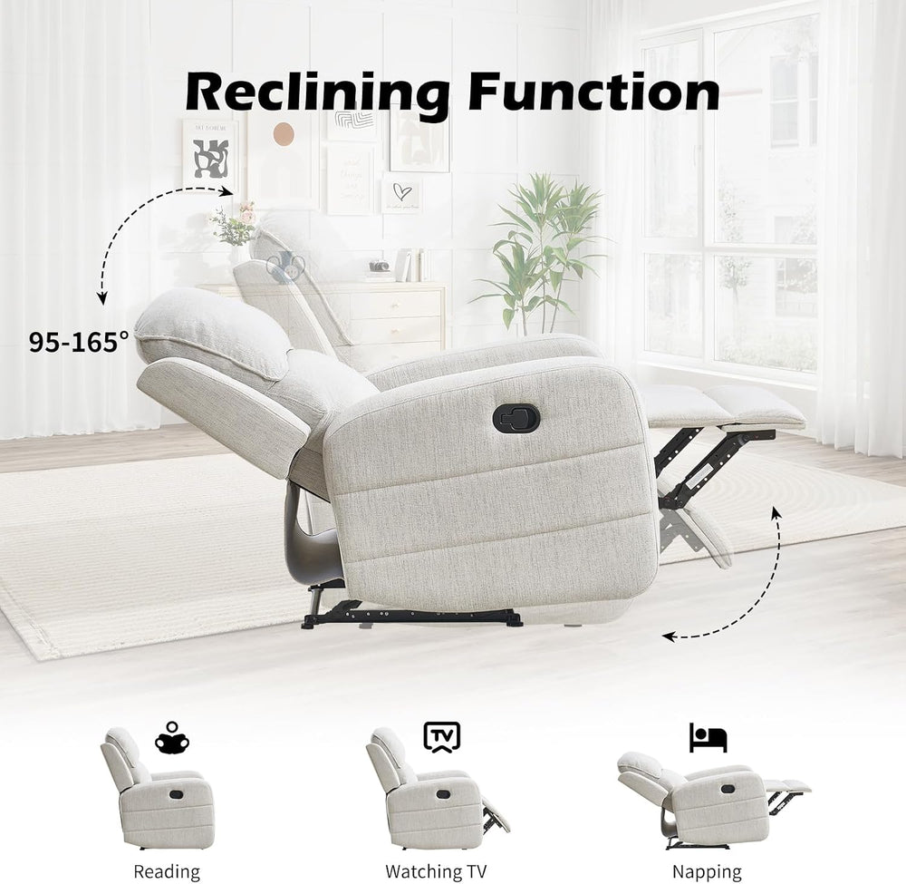 EBELLO Manual Living Room Furniture Reclining Couch Set, Soft Fabric Loveseat...