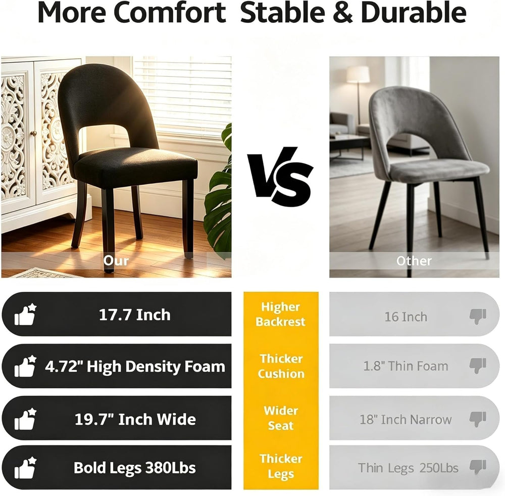Wooden Dining Chairs Set of 4, Upholstered Kitchen Chairs with Linen Fabric B...
