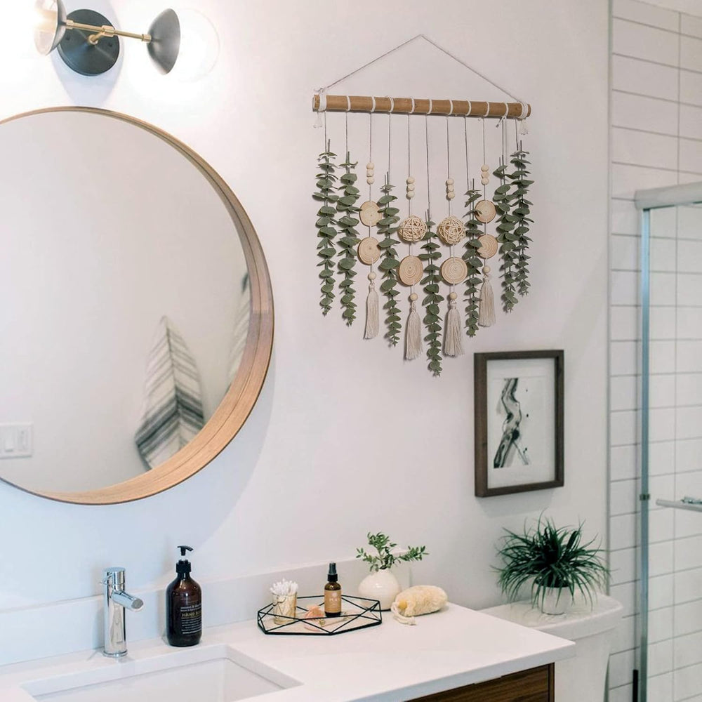 GIAUMA Artificial Hanging Eucalyptus Wall Decor for Bathroom Sage Green