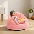 N&V Small Bean Bag Chair for Kids, Children Mini Bean Bag Sack, Foam Filling, Includes Removable and Machine Washable Cover, 27in, Soft Faux Fur (Pink)