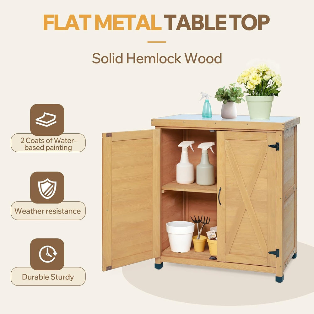 31" Sturdy Living Room Cabinet, Practical Cabinets with Weatherproof Woo...