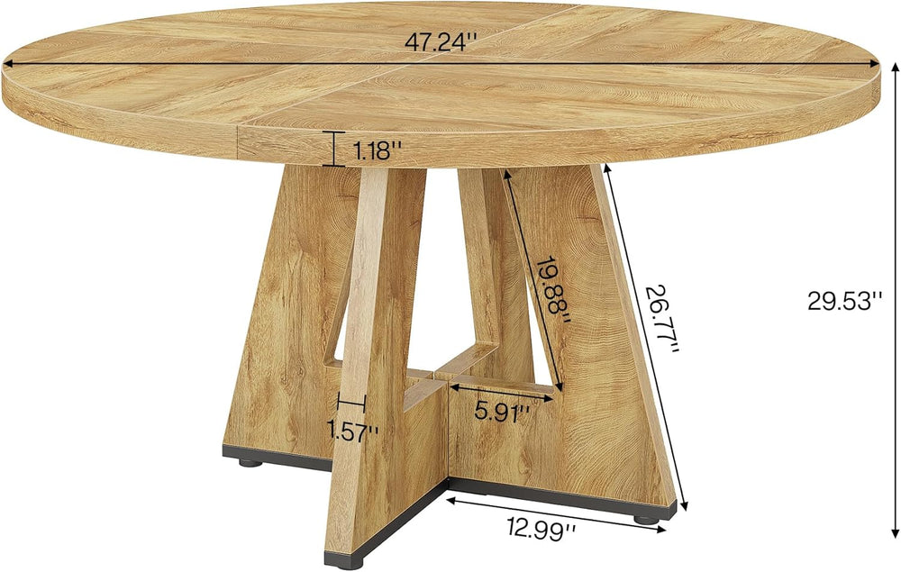 Tribesigns 47 inch Round Dining Table Wood Kitchen Table for Dining Room, 47&...