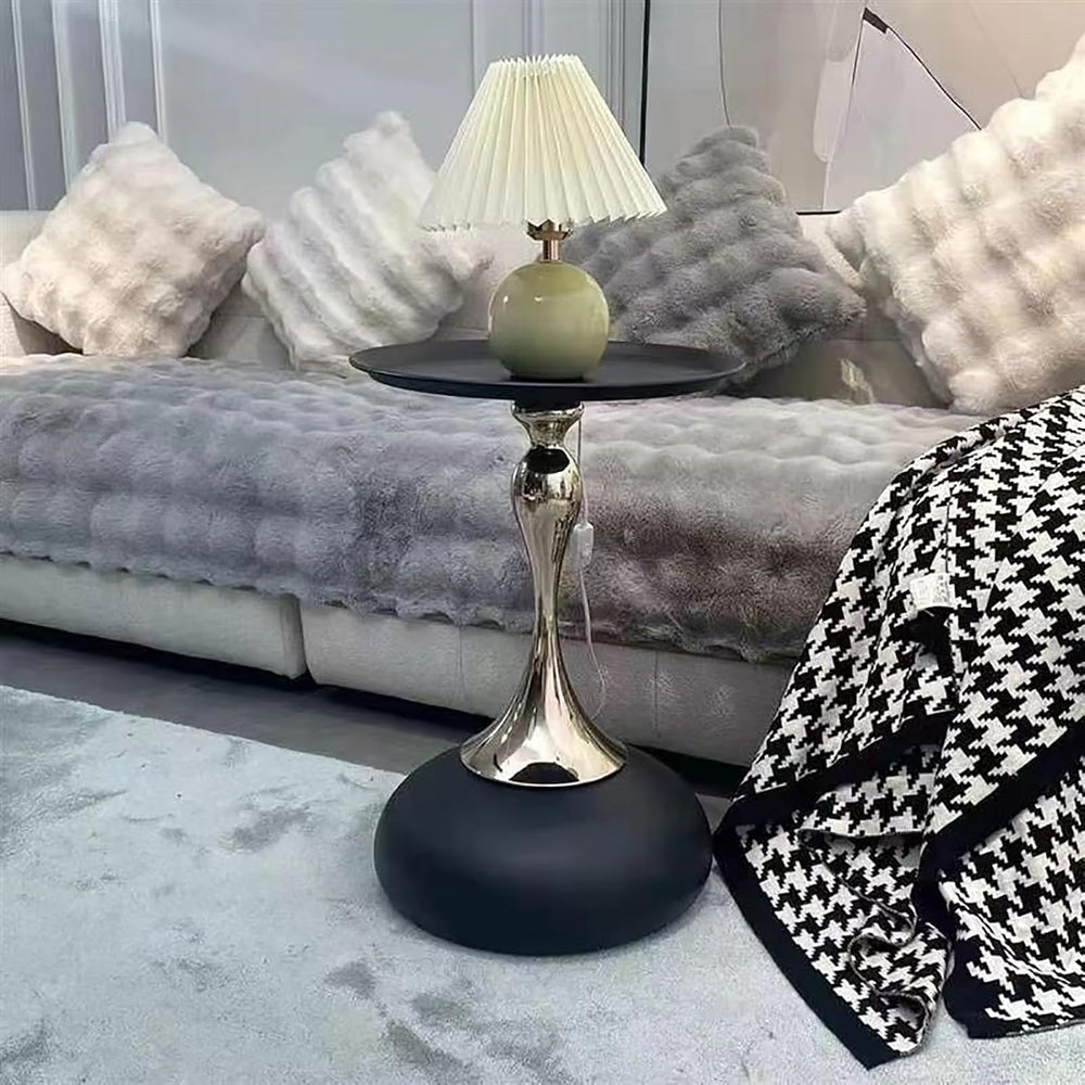 Small Round Side Table,Pedestal Side Table for Small Spaces,Metal End Tables ...