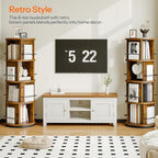 HOOBRO Rotating Bookshelf, 360° Spinning Bookshelf for Small Spaces, 4-Tier Floor Standing Bookcase Storage Rack, Wooden Corner Bookcase for Living Room, Study, Office, Rustic Brown and Black FG54SJ01