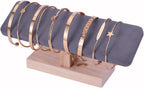 Wooden Watches Display tower Base Watch Necklace Bracelet Organizer Rack Bangle Scrunchie Headband Showcase tower (Dark Grey Suede, Flat single-layer)