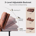 71" Convertible Futon Sofa,Faux Leather Futon Couch Bed,Sleeper Sofa Bed,Memory Foam Modern Folding Small Loveseat for Living Room,Office,Apartment,Classic Brown