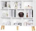 YAHARBO 10 Cube Large Bookshelf,3 Tier Bookcase with Legs,White Mid-Century Modern Bookshelves,Wide Free Standing Open Storage Organizer Shelf,Tall Wooden Book Case Furniture for Living Room,Office