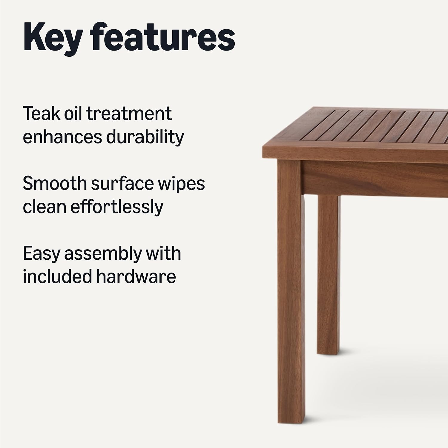 Amazon Basics Patio Coffee Table, Natural Finish, Outdoor Table for Porch and Garden, 35 Inch