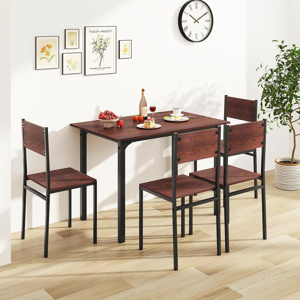 Giantex Dining Table Set for 4, 5-Piece Modern Kitchen Table and Chairs with ...