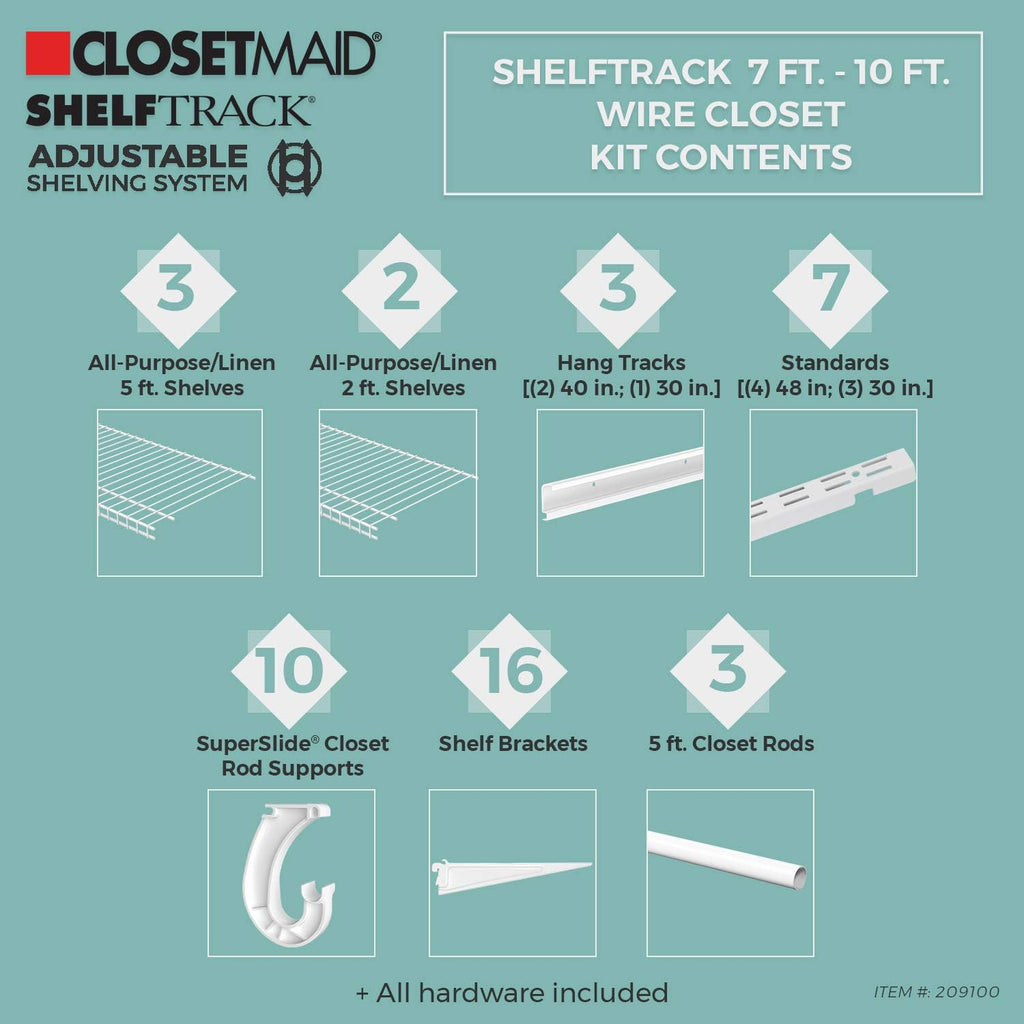 ClosetMaid ShelfTrack Wire Closet Organizer Systems (7-10 ft. & 5-8 ft.)