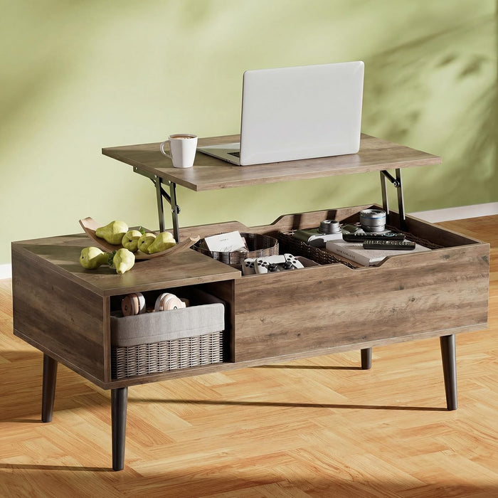 OLIXIS Lift Top Coffee Table, Wood Coffee Table for Living Room Home Grey