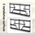 63in Wall Mounted Wine Rack, Large Metal Wine Bottle Holder,3 Tier Modern Fashion Diamond Shaped Floating Bar Unit Wine Storage Shelves, for Home Restaurant Bars Decor (Black, 3 Tier - 63in)