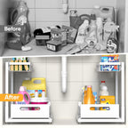 Under Sink Organizer Storage 2-Tier Premium Metal Pull-Out Racks, Height Adjustable, Easy Installation | Kitchen & Bathroom Organizers Pack of 1 White