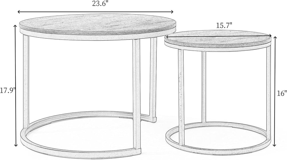 Round Nesting Tables, Sofa Side Table Set of 2, Coffee Table | End Tables for...