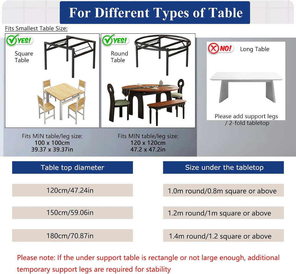 Large Round Foldable Table Top, 47.2-70.9'' inch Wood Table Top, Roun...