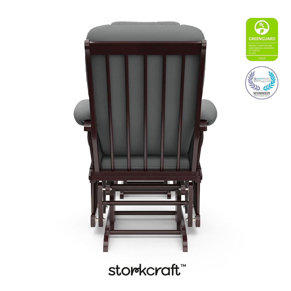 Storkcraft Tuscany Glider and Ottoman with Lumbar Pillow, Espresso/Gray