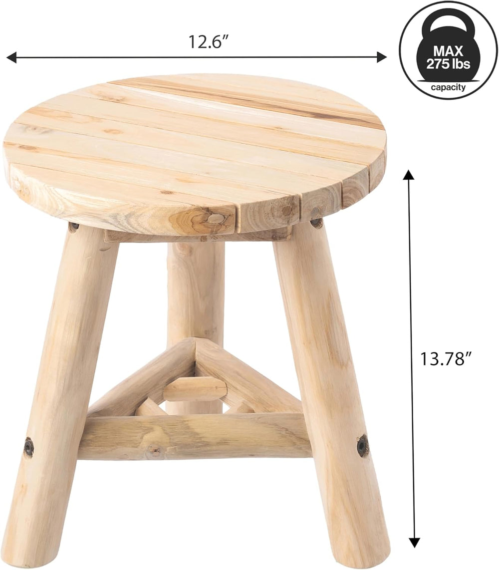 JONATHAN Y Finesse Handcrafted Solid Teak Wood Accent Stool, 14" Rustic ...