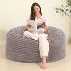 4FT Memory Foam Bean Bag Chair for Adults/Teens, Bean Bag Sofa with Fluffy Removable Cover, for Living Room Bedroom, Grey
