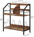 CHOEZON 2-Tier Vinyl Record Storage Holder Rack, 250 LP Albums Display Shelf, Wooden Vinyl Storage Rack with Wire Dividers for Records, CDs, Books, Rustic Brown and Black TCW07BF