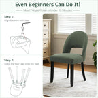 Upholstered Dining Chairs Set of 2, Mid Century Modern Wooden Kitchen Chairs with Solid Wood Legs & Fabric Open Backrest for Kitchen & Dining Room, Farmhouse Green