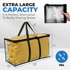 4 Pack Clear Large Moving Bags, Heavy Duty Storage Bags, College Totes, Storage Bins, for Organizing Blankets, Clothing for College, Dorm, Packing, Durable with Zipper and Handle 25x14x12