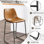 LEMBERI 26 inch Bar Stools Set of 4, Modern Counter Height Bar Stools Faux Leather Barstool with Back and Metal Leg, Armless Bar Chairs for Kitchen Island (Whisky, 4pcs 26")