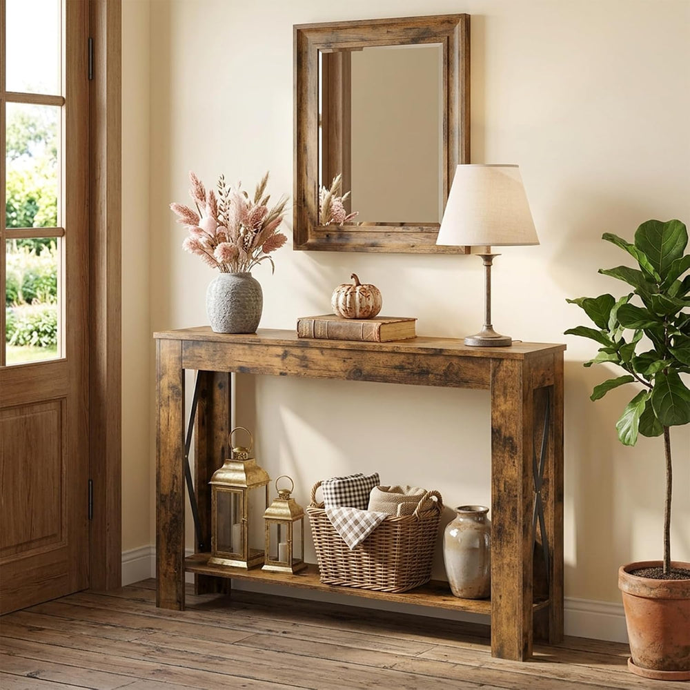 YATINEY Farmhouse Console Table, 39.4'' Small Narrow Entryway Table, ...