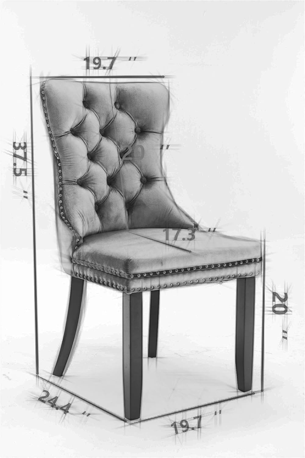 Ball & Cast Contemporary Upholstered Dining Chairs Set of 2, Button Tufte...