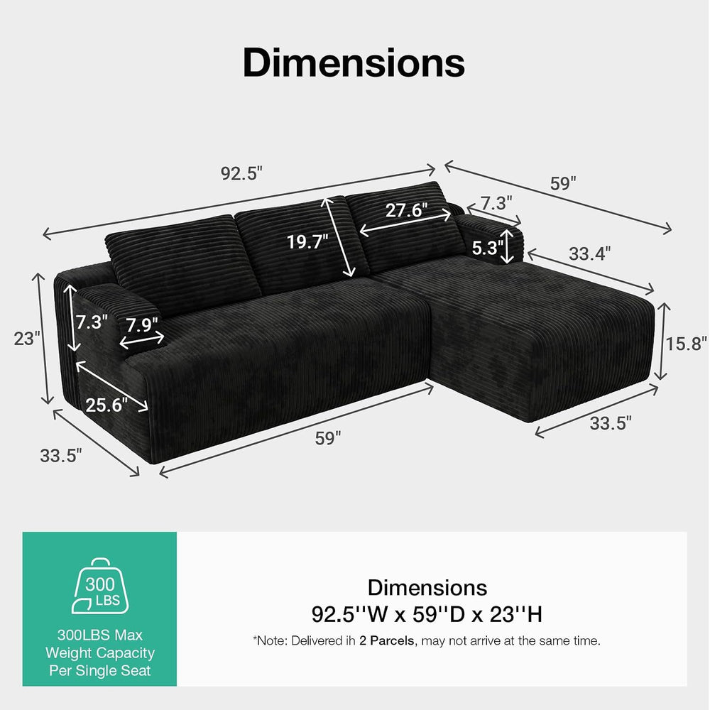 Novilla L-Shape Sectional Couches for Living Room with Smarts Coil® Support, ...